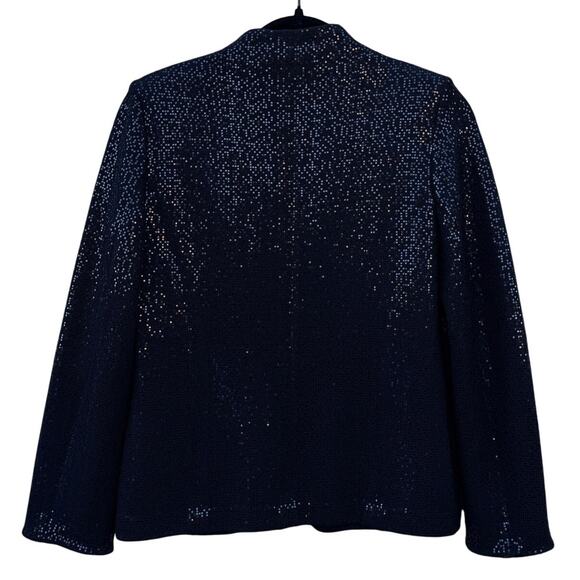 St. John Evening Black Sequined Zip Front Santana Knit Blazer Jacket Size 4 - Picture 2 of 7
